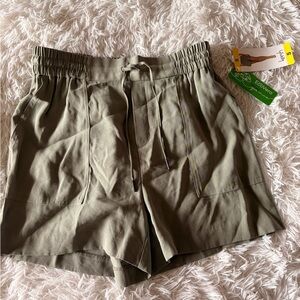 Kersh Olive Green Elastic Drawstring Shorts